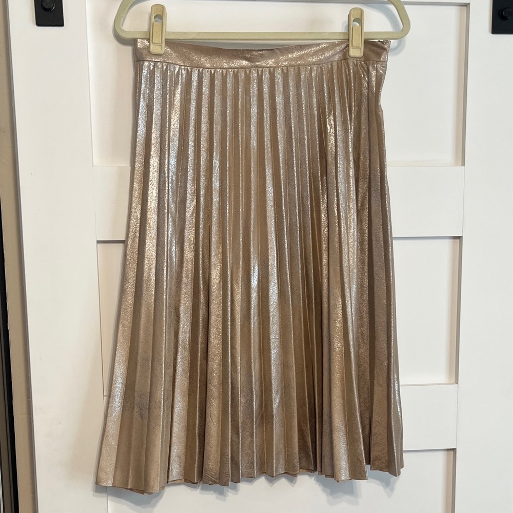 Maeve Metallic Pleated A-Line Skirt
